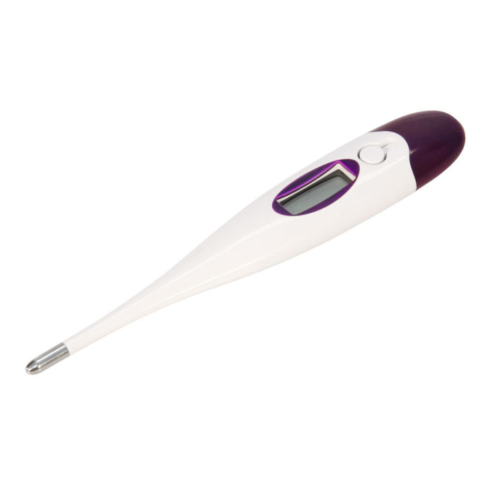 Kerbl Digitales Fieberthermometer mit Signalton, starre Sonde, lila