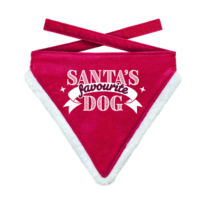 Plentygifts Xmas Hunde-Bandana "Favourite Dog", rot