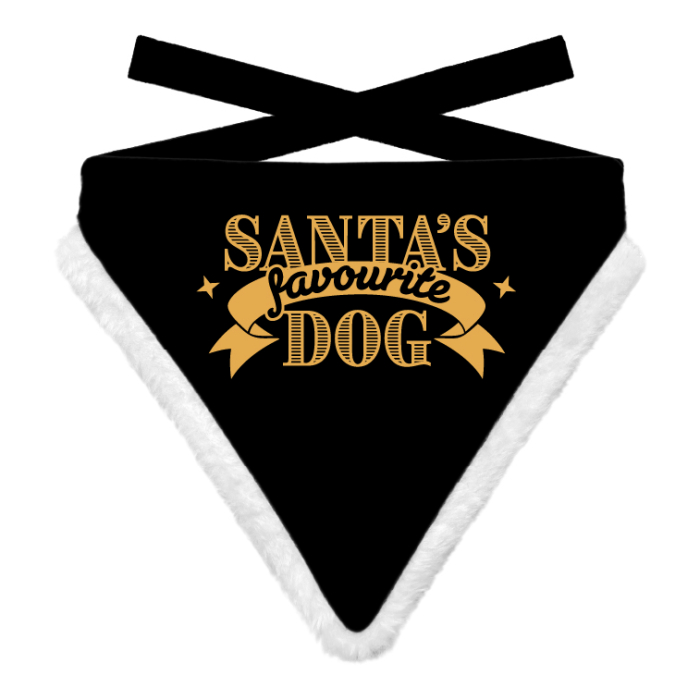 Plentygifts Xmas Bandana pour chien "Favourite Dog", noir