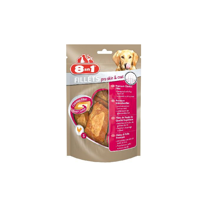 DE 8in1 Filet de poulet Pro Skin & Coat S - 80g | Snack pour chiens