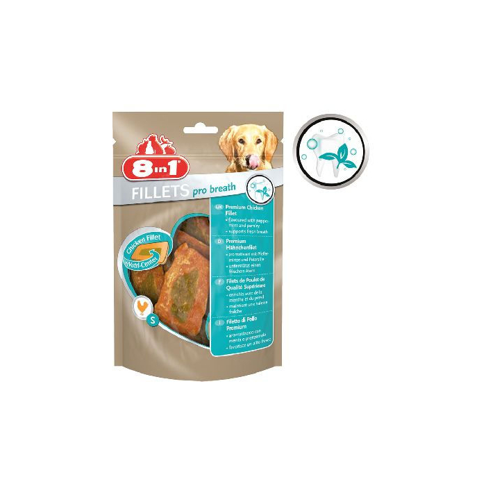 DE 8in1 Filet de poulet Pro Breath S - 80g | Snack pour chiens