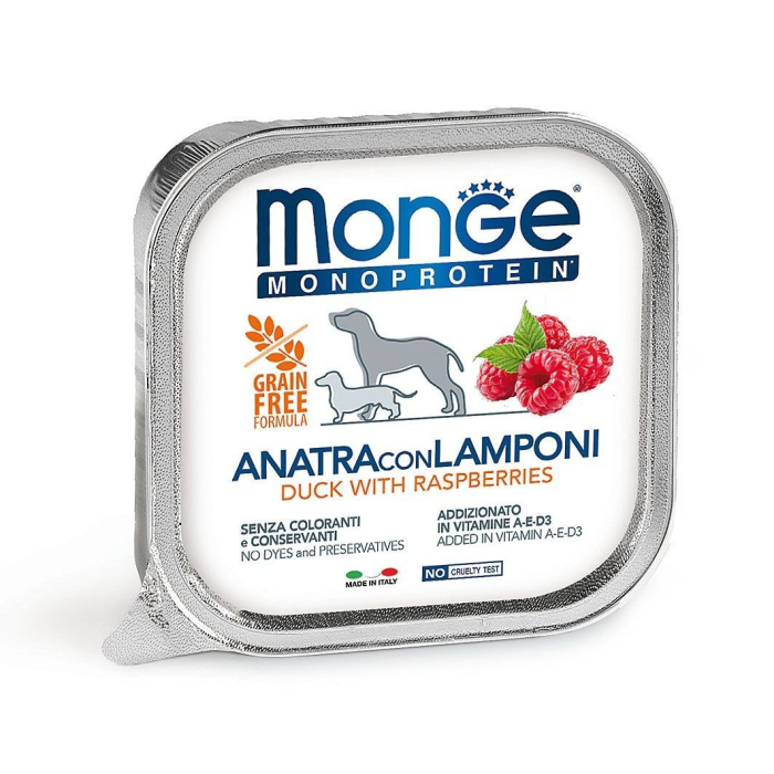 DE Monge Dog Adult Monoprotéine Superpremium - Canard & Framboises, 24 x 150g