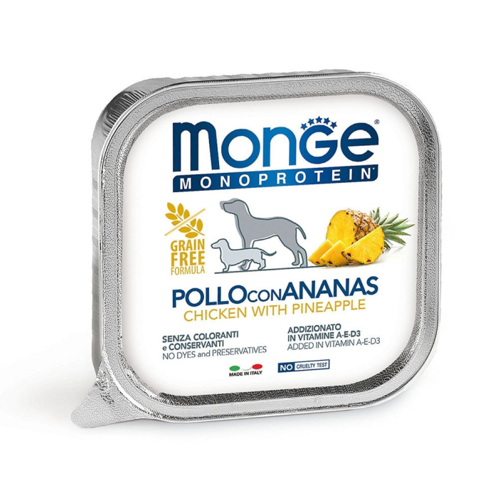 DE Monge Dog Adult monoprotéine Superpremium - Poulet & Ananas | Nourriture humide pour les chiens