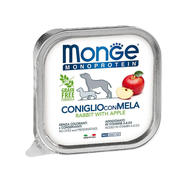 DE Monge Dog Adult Monoprotéine - Lapin & Pommes | Nourriture humide pour chiens