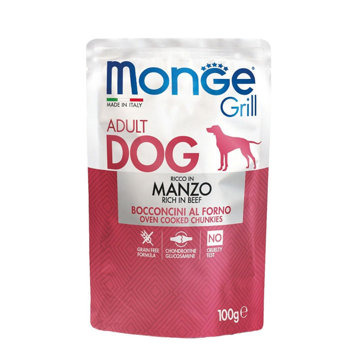 DE Monge Grill Dog Grain Free Adult - Bœuf, 24x100g | Nourriture humide