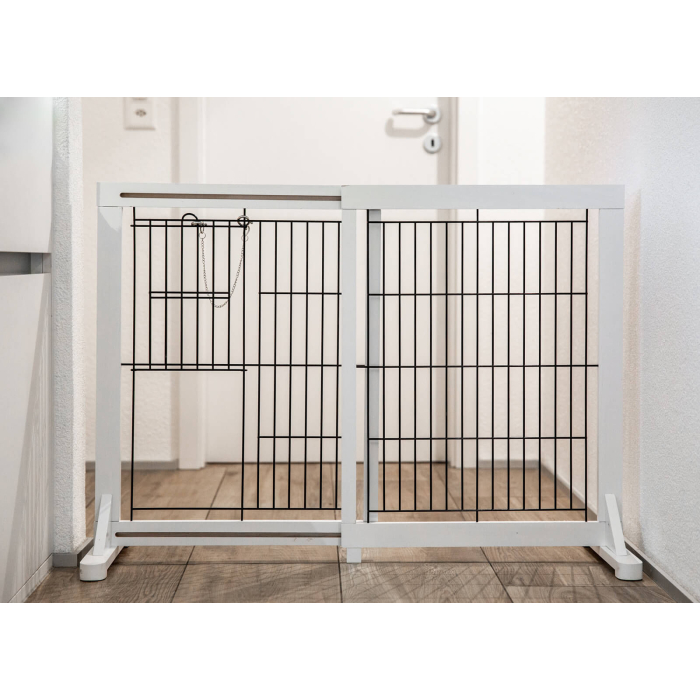 deek Barrière pour chiens "Premio" extensible, 61-103x75x40cm | blanc