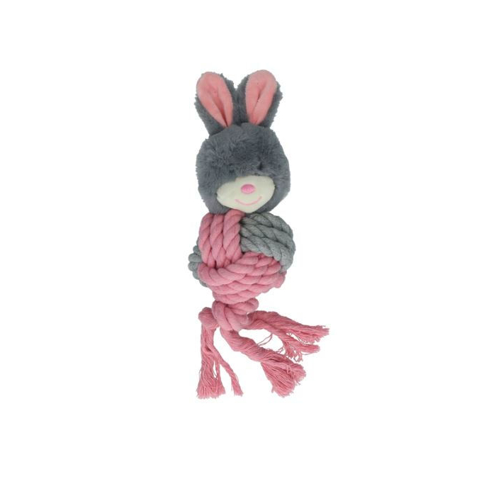 HO Bunny Puppy Crunchy Ropey Ball, gris - 9x13cm | pour chiots