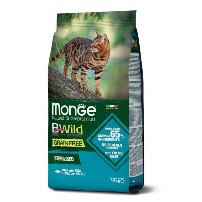DE Monge BWild Grain Free Sterilised, Thon - 1.5kg | Nourriture sèche pour chats