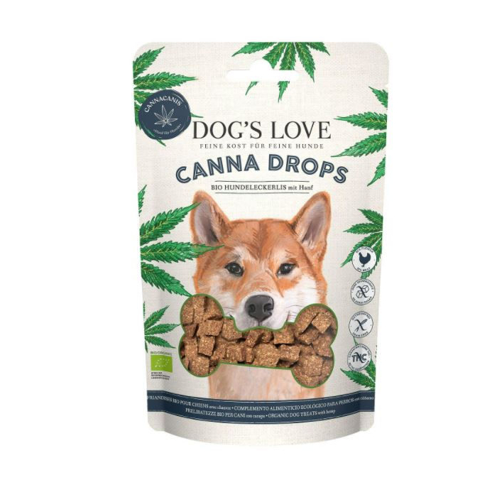 DE Dog‘s Love 100% Bio Canna Drops avec volaille | Snack pour chiens