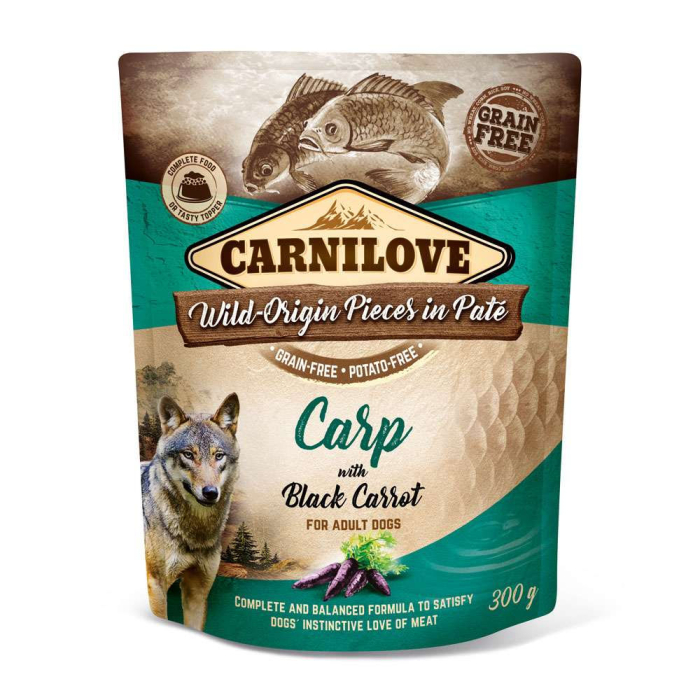 Carnilove Canine Pouch Paté Carpe & Carotte noire - 12 x 300 g | Nourriture humide pour les chiens