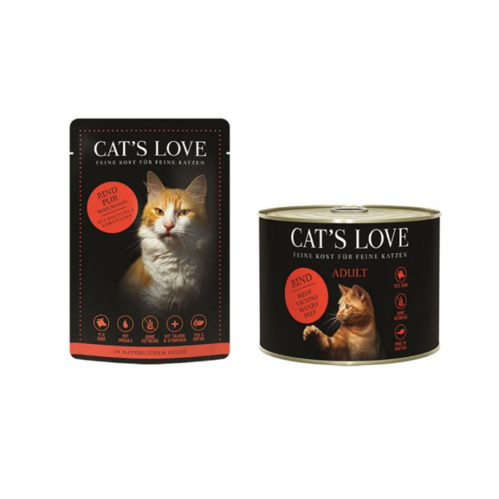 DE Cat's Love Adult, Boeuf PUR | Nourriture humide pour chats