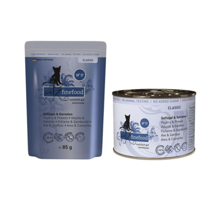 ‌DE catz finefood Classic No. 17, volaille & crevetten | Nourriture humide pour chats