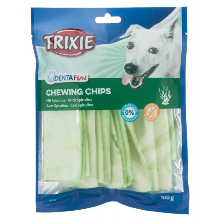 Trixie Denta Fun Chips à mâcher avec algue de Spirulina en peau de buffle