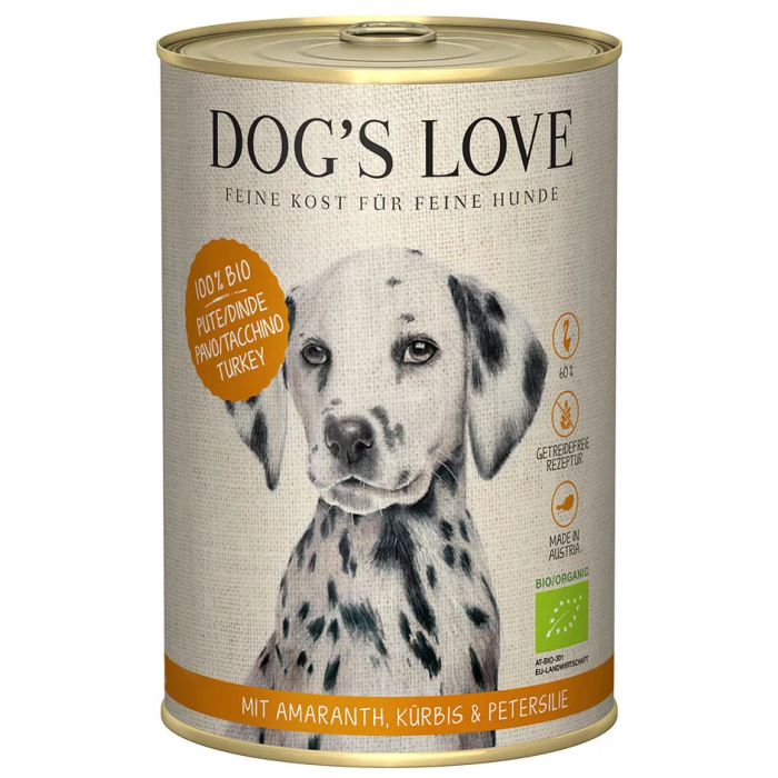 DE Dog‘s Love BIO dinde, amarante, citrouille & petersil | Nourriture humide