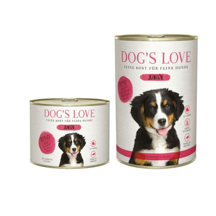 DE Dog‘s Love Junior boeuf, carotte & sauge | Nourriture humide 