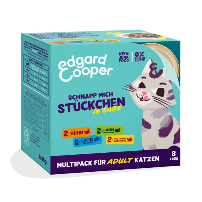Edgard & Cooper Feline ADULT Multipack Chunks (4 sortes) - 8x85g