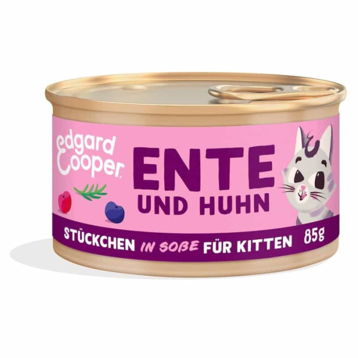 Edgard & Cooper Feline KITTEN Canard + Poulet avec myrtilles - 18x85g - petcenter.ch