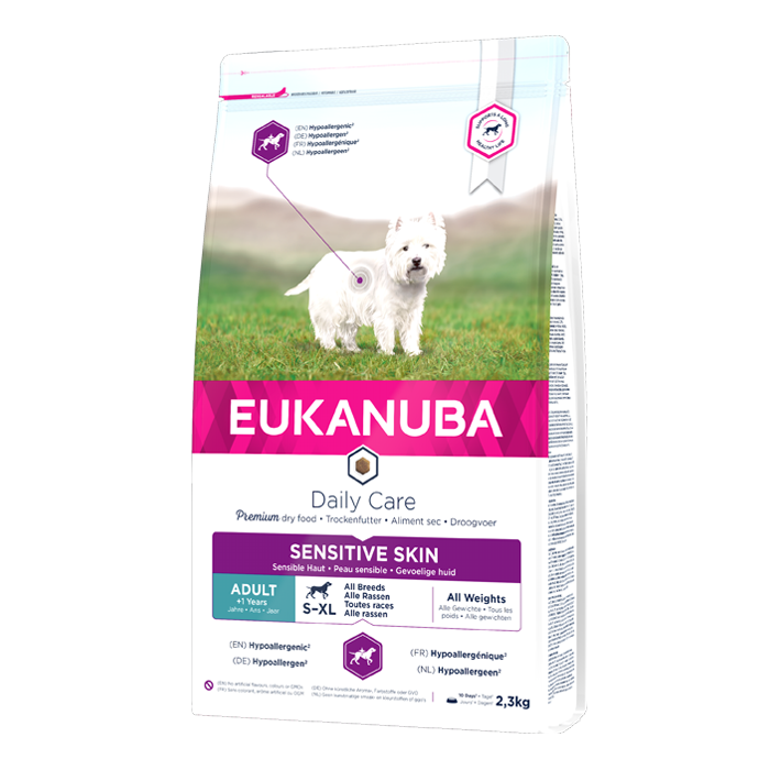 DE Eukanuba DailyCare Sensitive Skin, All Breeds - 12kg | Nourriture sèche pour chiens