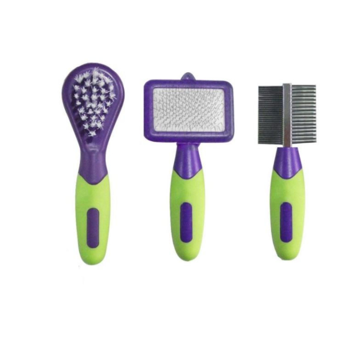 Pawise 3-en-1 set de soins pour petits animaux (3 brosses)