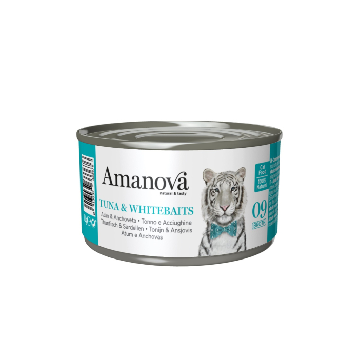 Amanova Cat Adult - Tuna & Whitebaits Grain Free, Bouillon - Thon & Anchois 