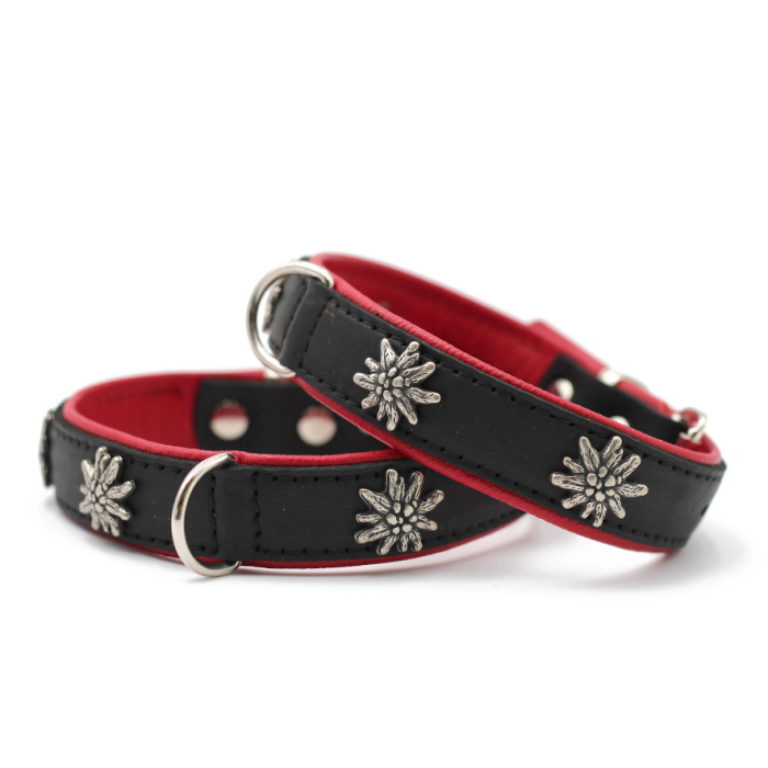 Maul Collier en cuir Edelweiss noir-rouge