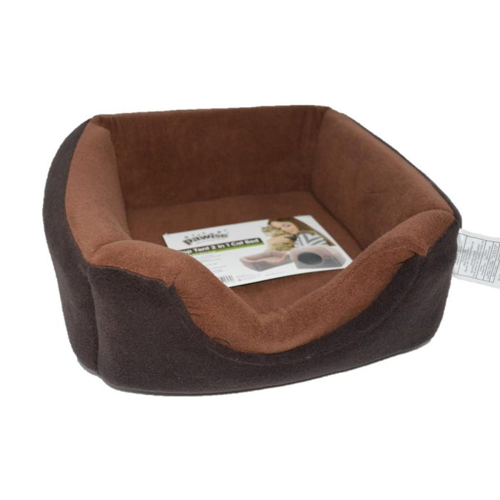 Pawise 2en1 Lit et tanière pour chats, brun