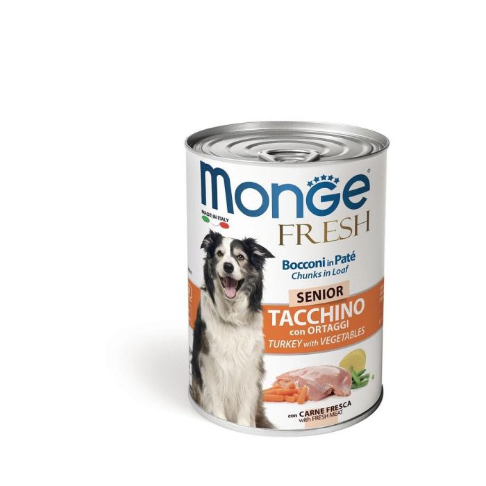 DE Monge Dog FRESH Pâté en boîte Senior - Dinde, 24x400g | Nourriture humide