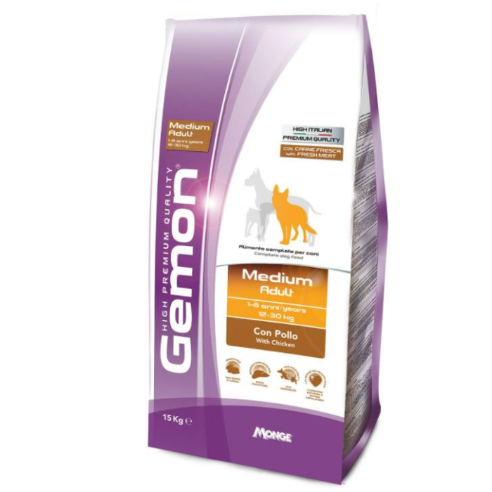 DE Monge Gemon Adult Medium – poulet - 15kg | Nourriture sèche pour chiens 