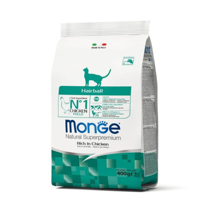 DE Monge Natural Superpremium Hairball - Poulet | Nourriture sèche pour chats