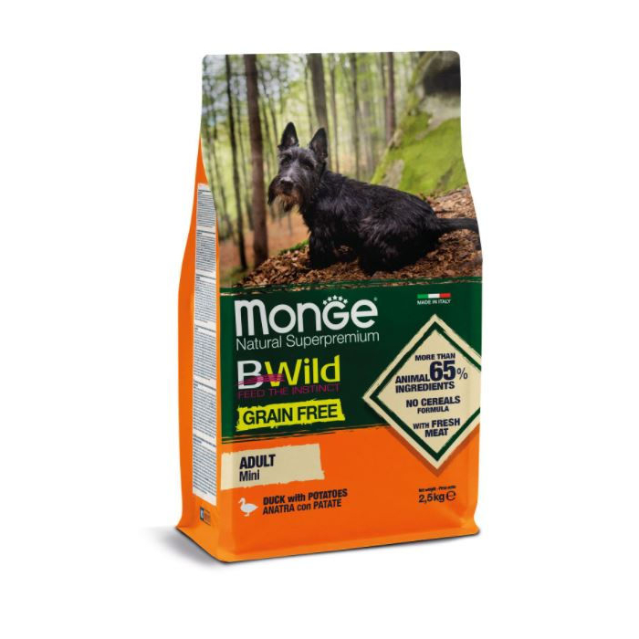 DE Monge Natural Superpremium BWild Grain Free MINI Adult - Canard, 2.5kg