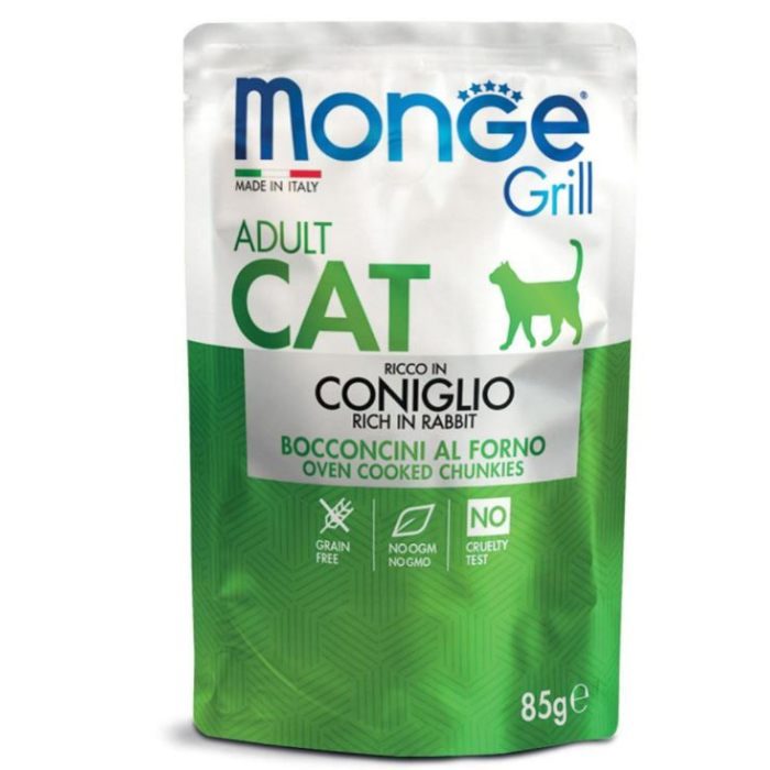DE Monge Grill Cat Adult - Lapin, 28 x 85 g | Nourriture humide pour chats