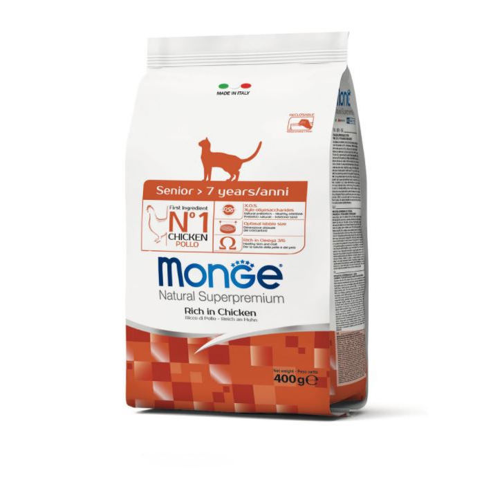 DE Monge Natural Superpremium Senior - Poulet | Nourriture sèche pour chats