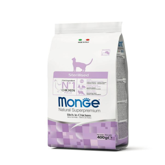 DE Monge Natural Superpremium Stérilisé - Poulet | Nourriture sèche pour chats