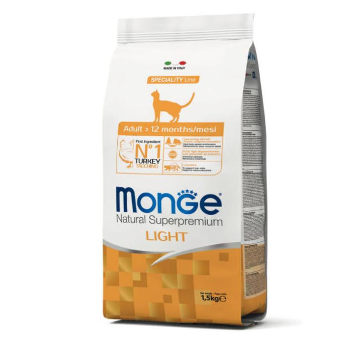 DE Monge Natural Superpremium Light, Dinde - 1.5 kg | Nourriture sèche pour chats