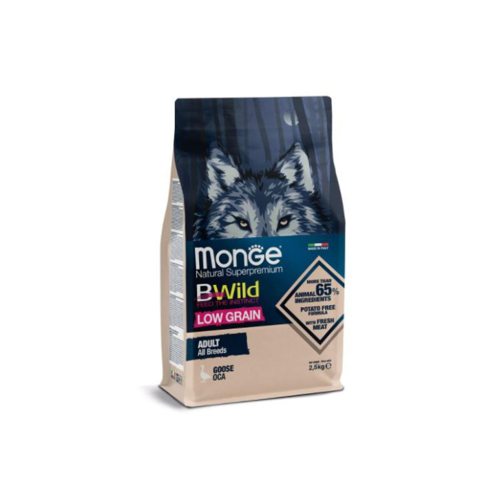 DE Monge Bwild Low Grain Adult - Oie Sauvage | Nourriture sèche pour chiens 