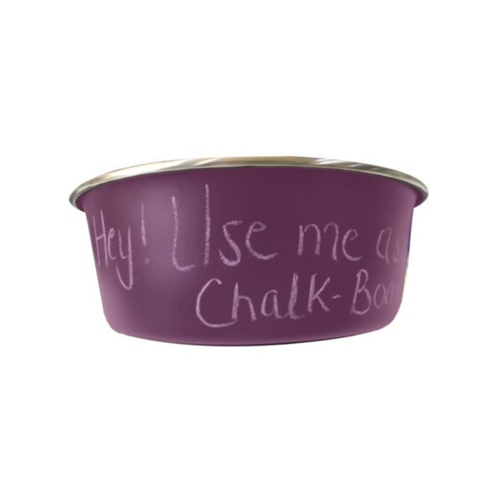 JS Écuelle en acier chromé "Write on Me", violet | pour chiens, chats