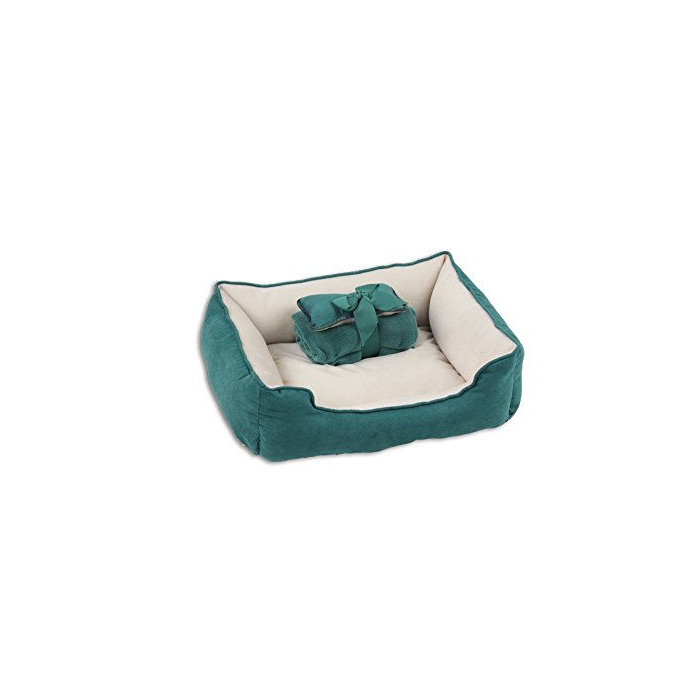 Pawise 3-in-1 Lit pour animaux, couverture et os, 56x45x16cm - vert 