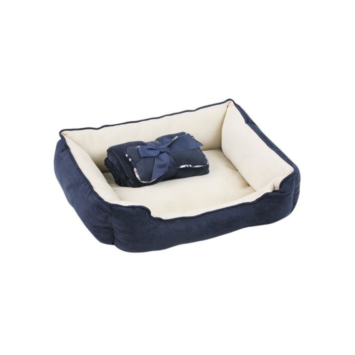 Pawise 3-in-1 Lit pour animaux, couverture et os, 56x45x16cm - bleu