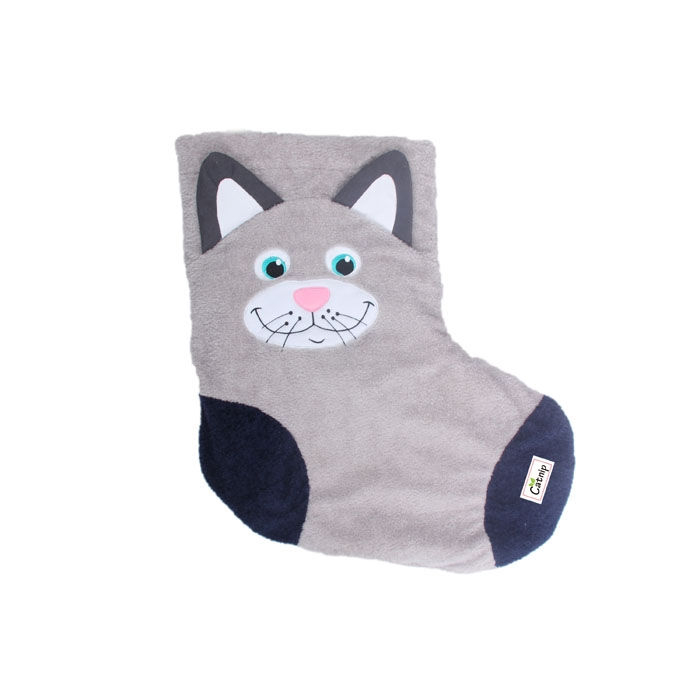 afp Chaussette de chat en peluche "Luis", gris - 51x75x2cm