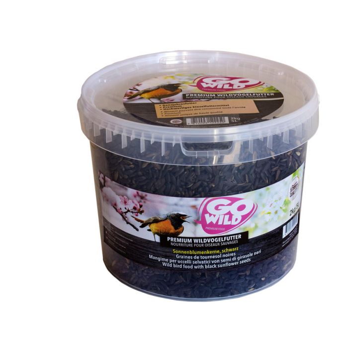 DE Graines de tournesol noires, snack - 2kg | pour les oiseaux sauvages