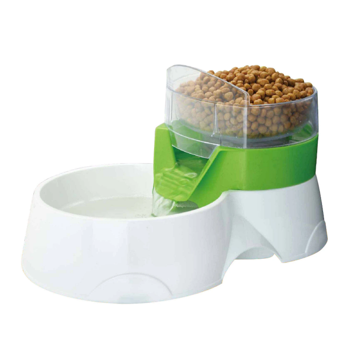 swisspet 2in1 fontaine à eau et distributeur de nourriture "Montego", vert/blanc - 28x18.5x14.5cm