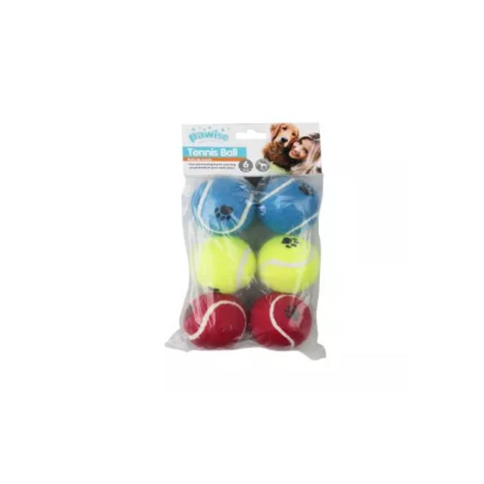 Pawise Balles de tennis, set de 6, colorée, 6cm | Jouet pour chiens