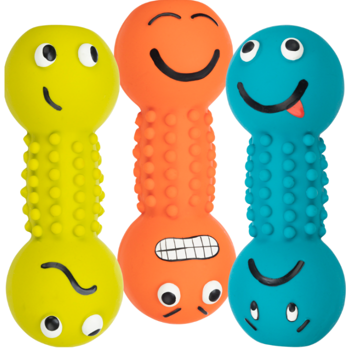 Trixie Haltère Smiley, latex, avec son - 19 cm | Jouet pour chiens