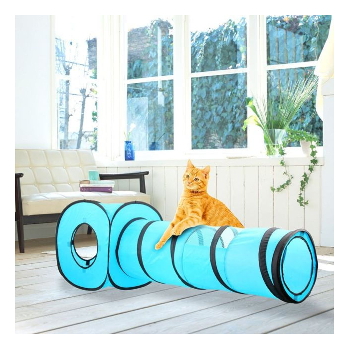 Pawise Pop-Up Tunnel + cube | Jouet pour chats