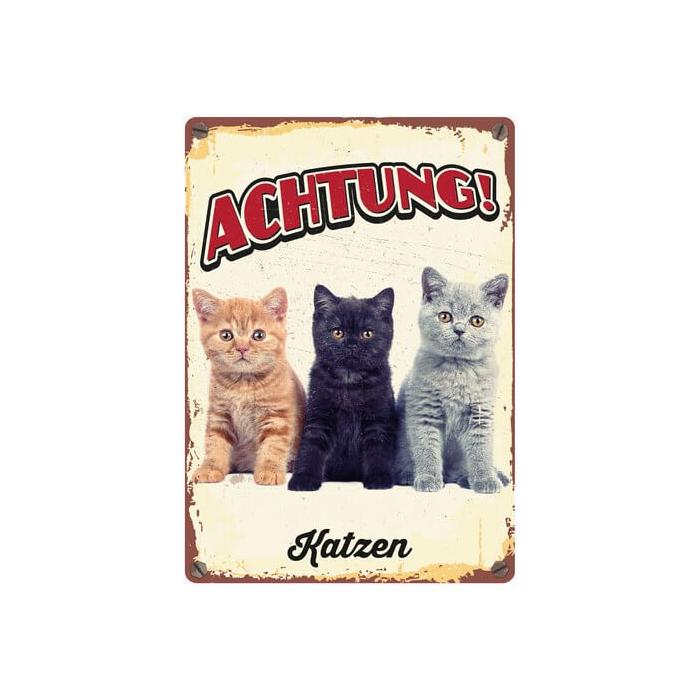 Warnschild "Achtung Katzen", 21x15cm