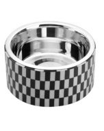 JS Écuelle en acier chromé Checkers Diners, noir/métal | pour chiens et chats