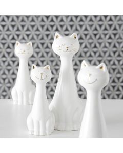BO Chat décoratifs "Smokey" blanc, petit, 19cm 