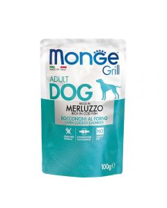 DE Monge Grill Dog Grain Free Adult - Cabillaud, 24x100g | Nourriture humide