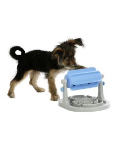 Kerbl Distributeur de friandises anti-glouton, gris/bleu - 27x32x20/26 cm | pour chiens
