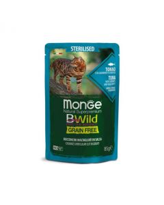 DE Monge BWild Grain Free Sterilised, Thon - 28 x 85g | pour les chats